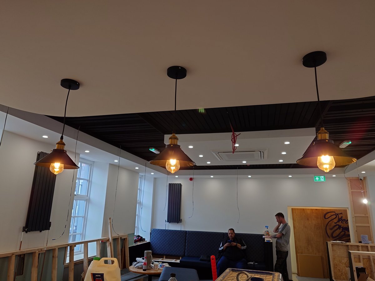 Commercial pendant lighting fit-out by Carrick Electrix